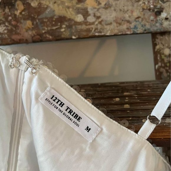 12th Tribe "Emmy" White Sequin Mini Dress - Picture 8 of 10